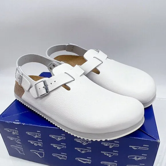 Birkenstock Tokyo Super Grip White Leather Slingback Clogs Mens EU 42 US 9- 9.5R